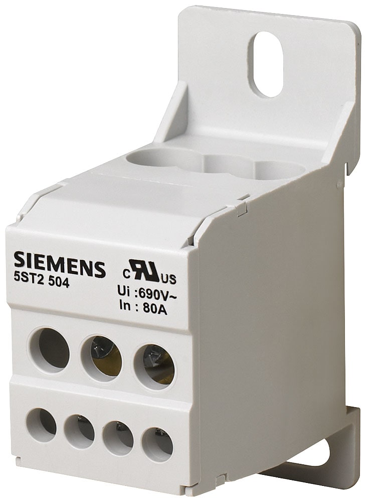 SIEMENS - SIE5ST2504 Blocco distributore a 1 polo, 80A, 690V ingresso 1x 16mm² uscita: 8x 10mm²