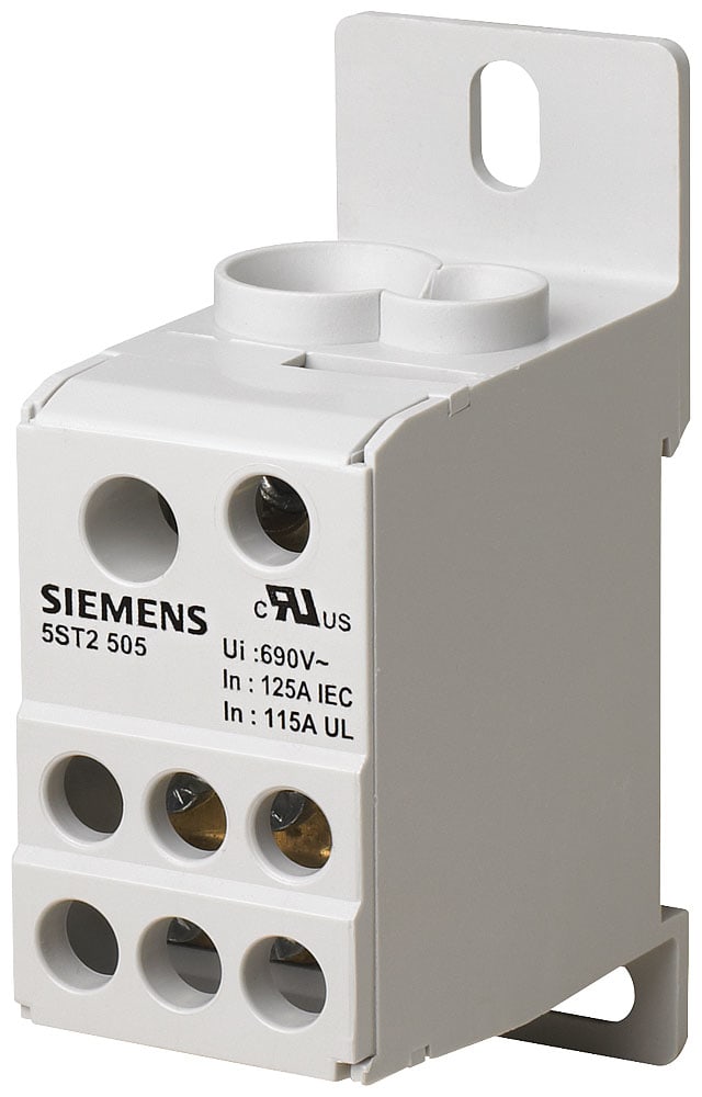 SIEMENS - SIE5ST2505 Blocco distributore a 1 polo, 125A, 690V ingresso 1x 10-35+1x 6-16mm² uscita 6x 2,5-16mm²