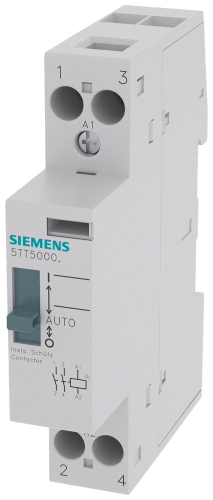 SIEMENS - SIE5TT58008 Contattore INSTA 0/1-automatico con 2 contatti NO, contatto per AC 230 V, 400 V 20 A