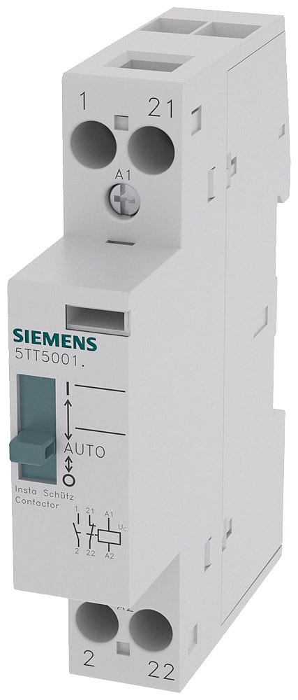 SIEMENS - SIE5TT58016 Contattore INSTA 0/1-automatico con 1 contatto NO e 1 contatto NC, contatto per AC 230 V