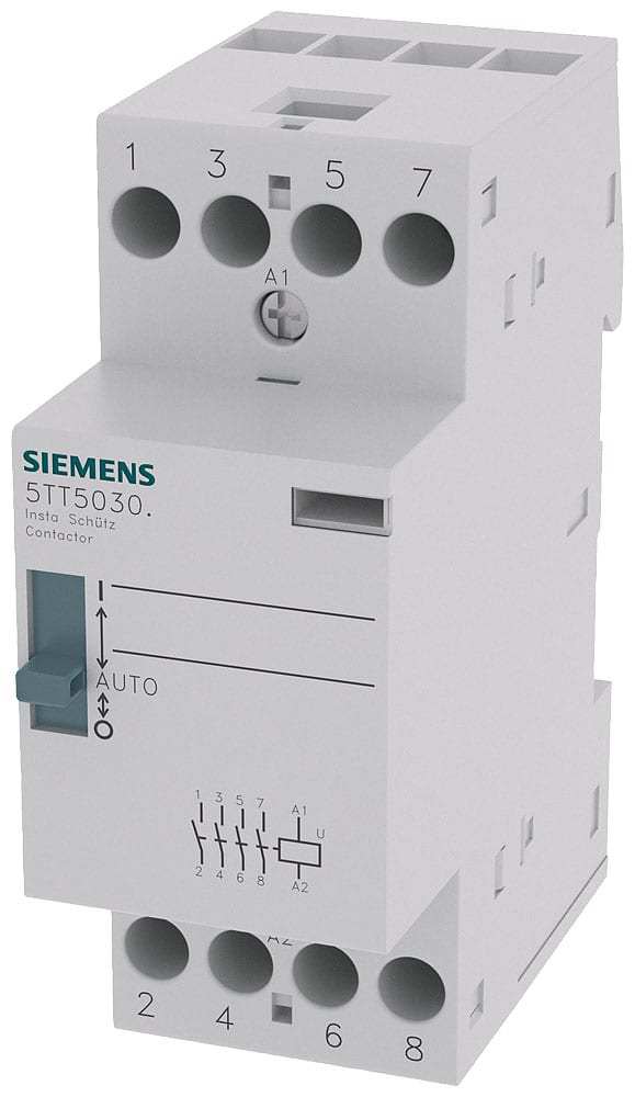 SIEMENS - SIE5TT58306 Contattore INSTA 0/1-automatico con 4 contatti NO, contatto per AC 230 V, 400 V 25 A