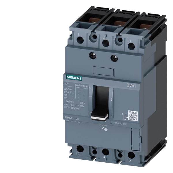 SIEMENS SIE3VA10253ED320AA0 INT.AUT.3VA 25A 3P 25KA TM FTFM L/T