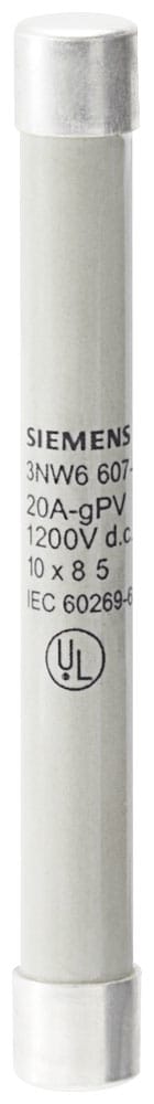 SIEMENS - SIE3NW66074 SENTRON, cartuccia fusibile cilindrica, 10 x 85 mm, 20 A, gPV, Un DC: 1200 V