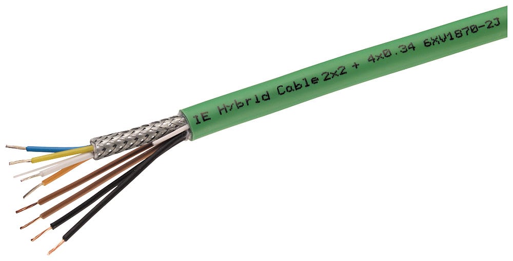 SIEMENS - SIE6XV18702J IE Hybrid Cable 2 x 2+4 x 0,34, 4 x Cu 0,75 mm + 4 x Cu 0,34 mm², a metraggio