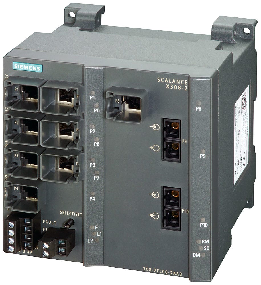 SIEMENS - SIE6GK53082FL102AA3 SCALANCE X308-2, managed switch di Layer 2, 8x RJ45, 2x multimode SC
