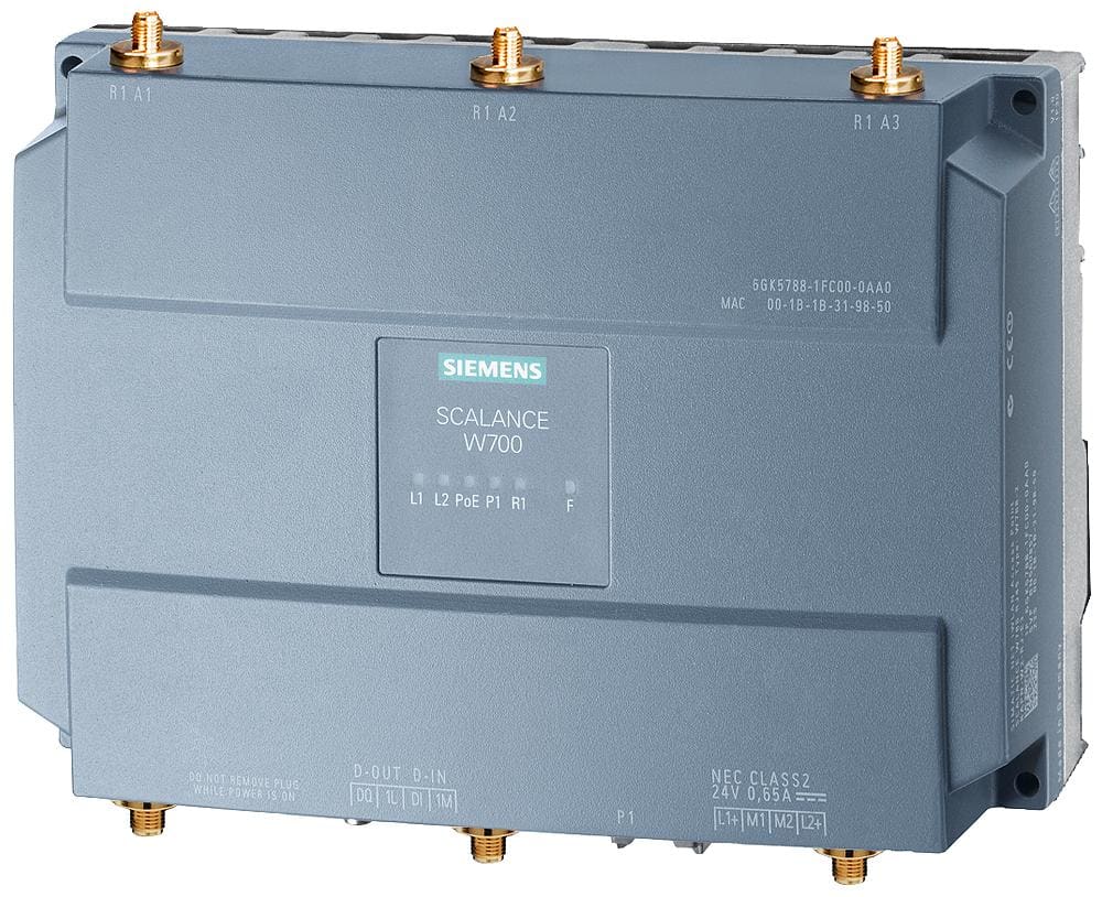 SIEMENS - SIE6GK57882FC000AA0 SCALANCE W788-2, IWLAN AP, 450 Mbit/s, 2x interfacce radio, 6x R-SMA, DC24V