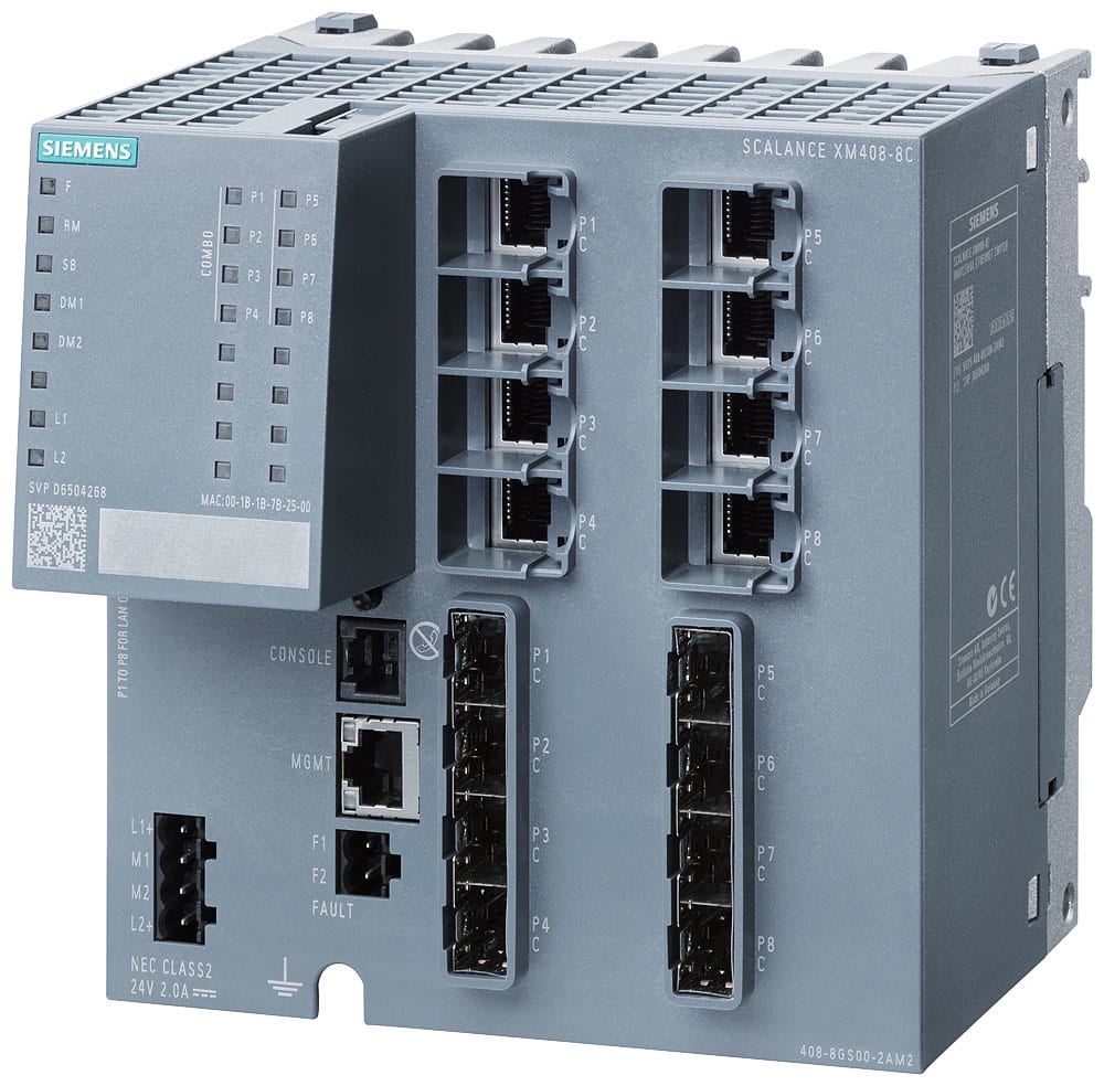 SIEMENS - SIE6GK54088GR002AM2 SCALANCE XM408-4C, managed switch di Layer 3, 8x RJ45, 8x SFP, con 8 porte combo