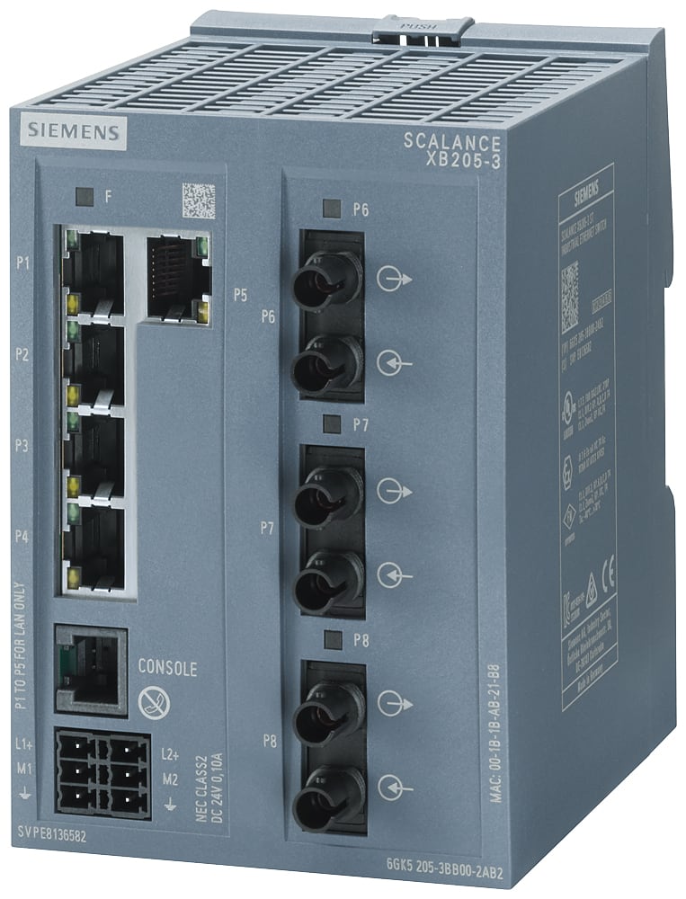 SIEMENS - SIE6GK52053BB002AB2 SCALANCE XB205-3, managed switch Layer2, 5xRJ45, 3xmultimode ST/BFOC, def: PN IO
