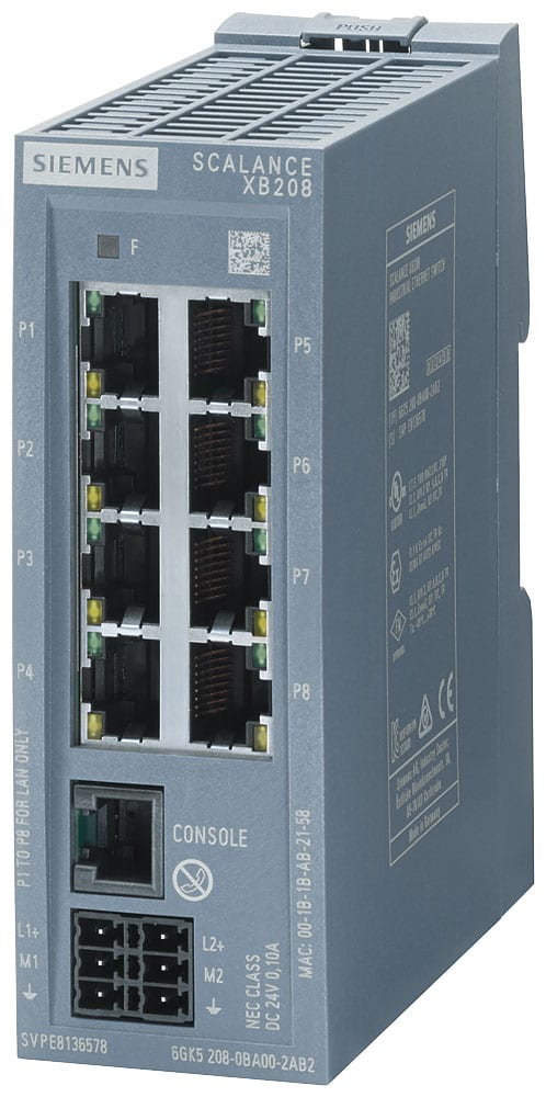SIEMENS - SIE6GK52080BA002TB2 SCALANCE XB208, managed switch di Layer 2, 8x RJ45, def.: E/IP