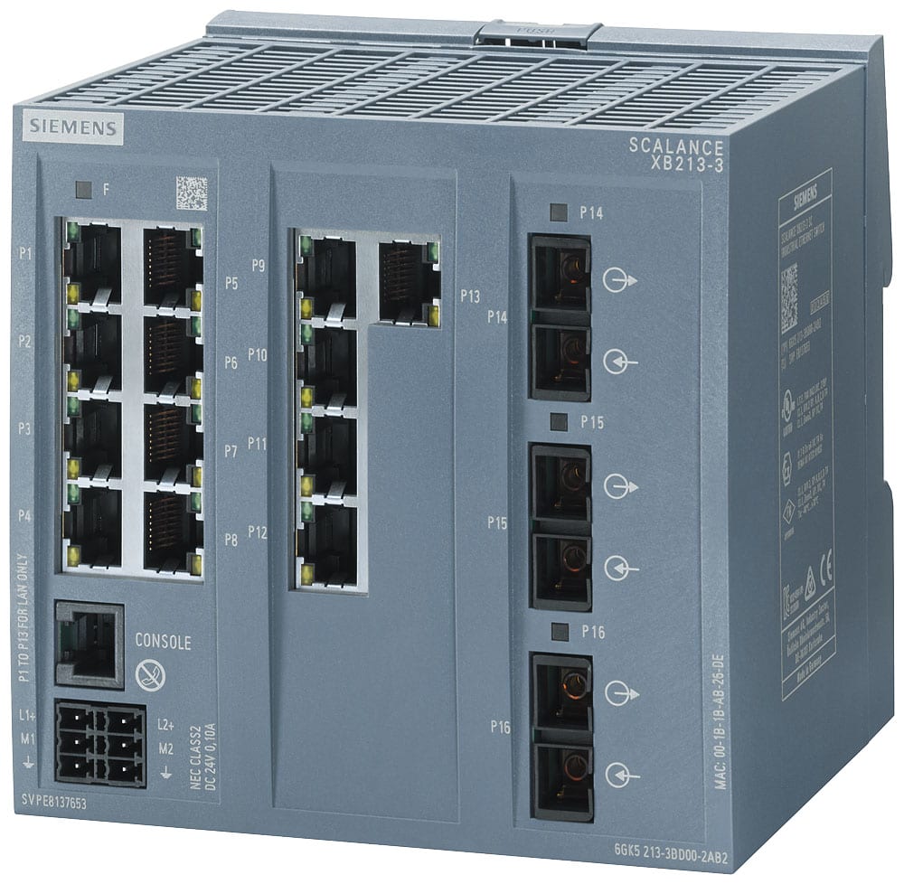 SIEMENS - SIE6GK52133BD002TB2 SCALANCE XB213-3, managed switch Layer 2, 13x RJ45, 3x multimode SC, def.: E/IP