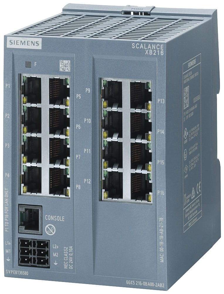 SIEMENS - SIE6GK52160BA002TB2 SCALANCE XB216, managed switch di Layer 2, 16x RJ45, default: E/IP