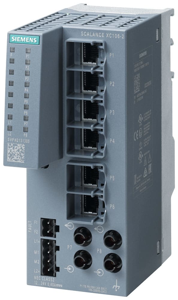 SIEMENS - SIE6GK51062BB002AC2 SCALANCE XC106-2, unmanaged switch, 6x RJ45, 2x multimode ST/BFOC