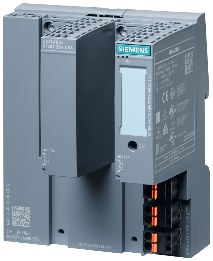 SIEMENS - SIE6GK52042AA002YF2 SCALANCE XF204-2BA DNA, managed switch di Layer 2, 4x RJ45, 2x interfacce BA