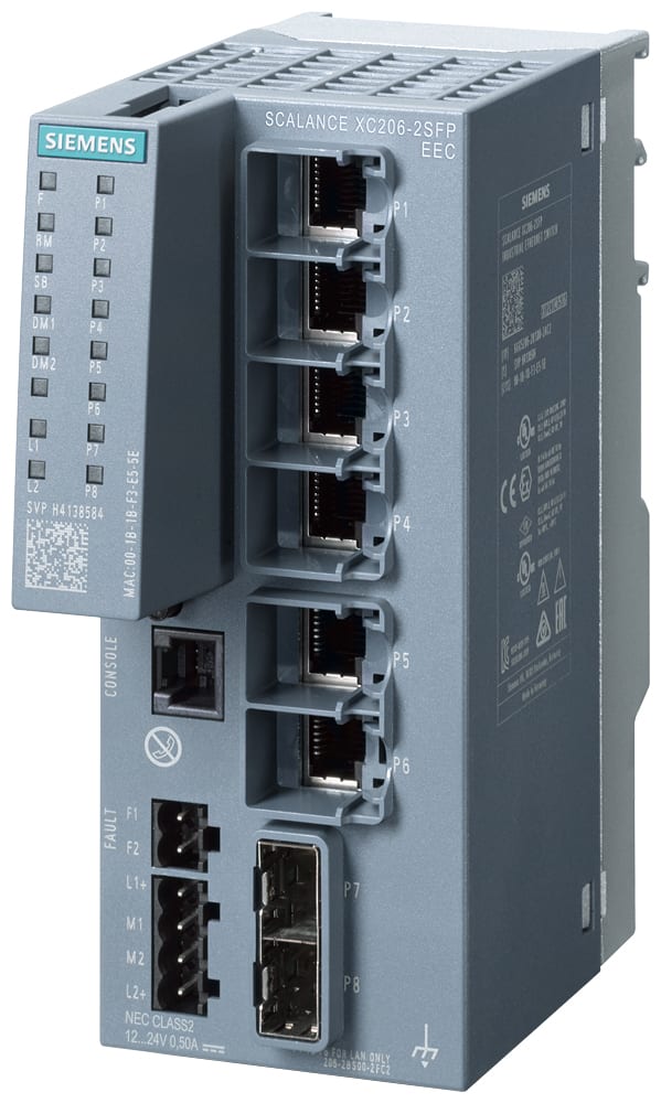 SIEMENS - SIE6GK52062BS002FC2 SCALANCE XC206-2SFP EEC, managed switch di Layer 2, 6x RJ45, 2x SFP
