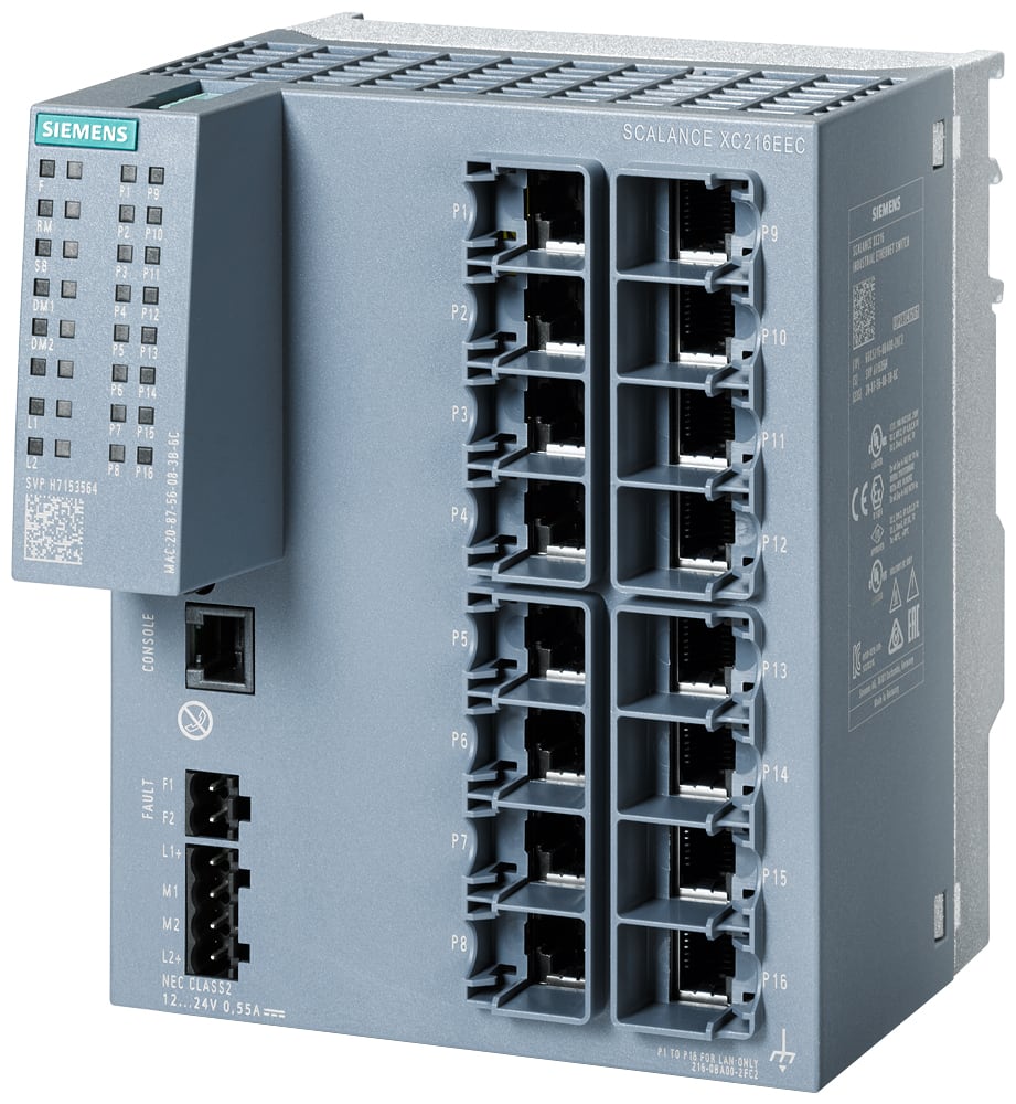 SIEMENS - SIE6GK52160BA002FC2 SCALANCE XC216EEC, managed switch di Layer 2, 16x RJ45