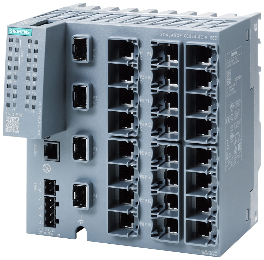 SIEMENS - SIE6GK52244GS002FC2 SCALANCE XC224-4C G EEC, man. switch L2, 20x RJ45, 4x porte combo (SFP/RJ45)