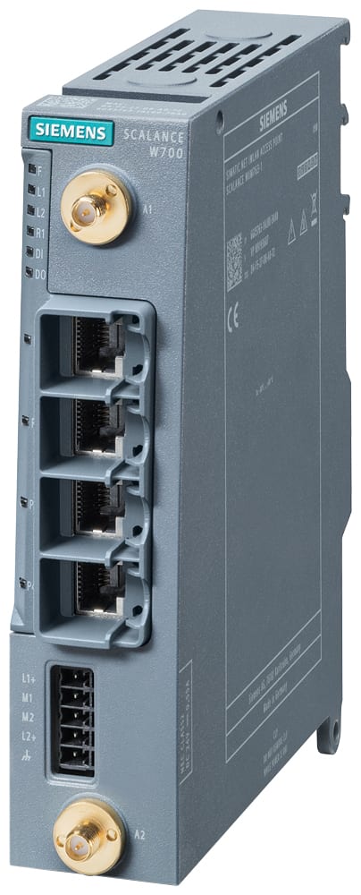 SIEMENS - SIE6GK57631AL003AA0 IWLAN Client/WLAN Bridge, IP30, IEEE 802.11ax, 4x RJ45, 2x R-SMA, slot CLP