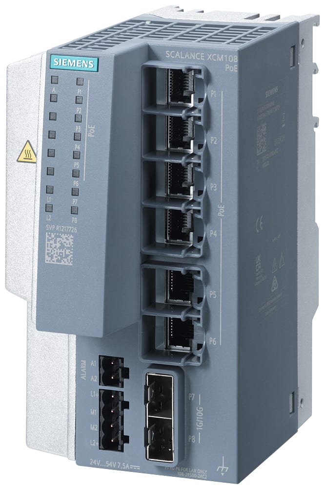 SIEMENS - SIE6GK51082RS002AC2 SCALANCE XCM108PoE (6 x Gbit PoE, 2xSFP) unmanaged switch IE
