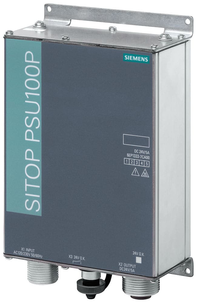 SIEMENS - SIE6EP13337CA00 Alimentatore SITOP PSU100P, monofase DC24V/5 A in IP67 per il montaggio a parete