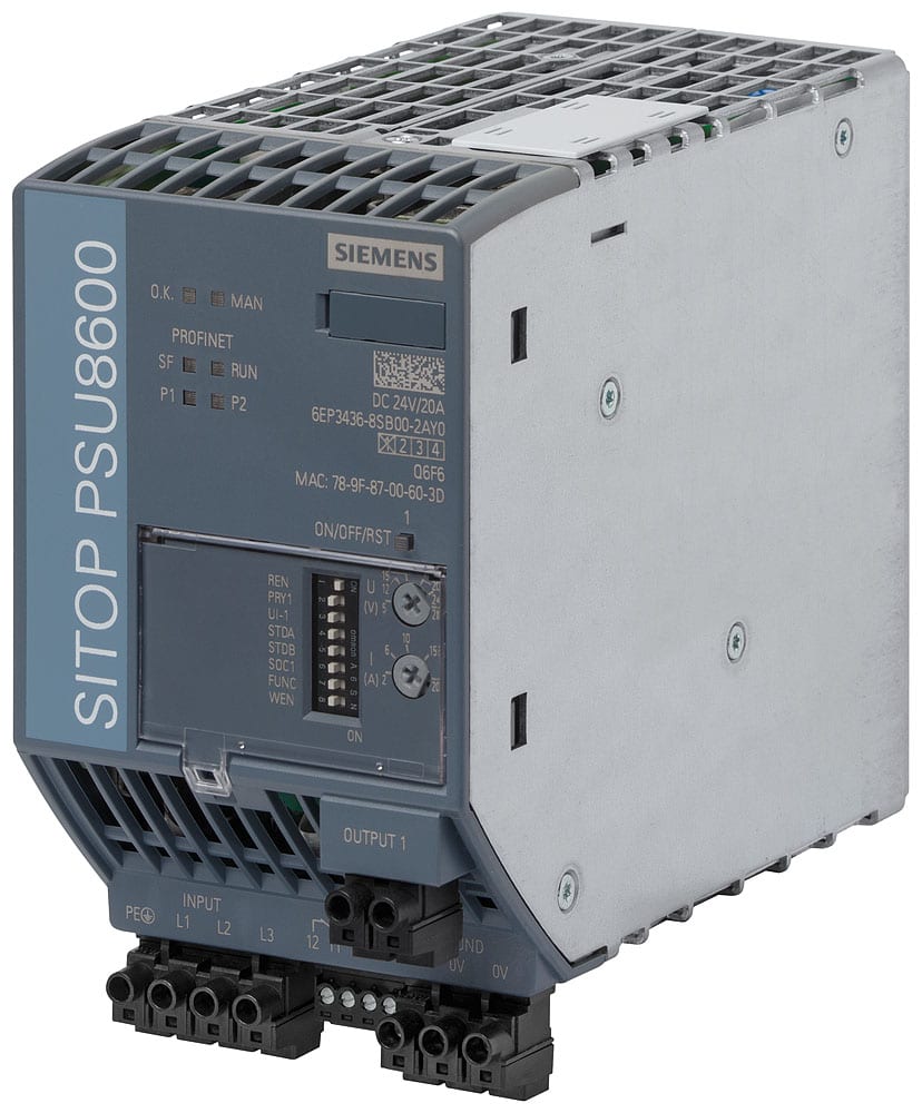 SIEMENS - SIE6EP34368SB002AY0 Sistema di alimentazione SITOP PSU8600 3AC DC 24 V/20 A PN/IE