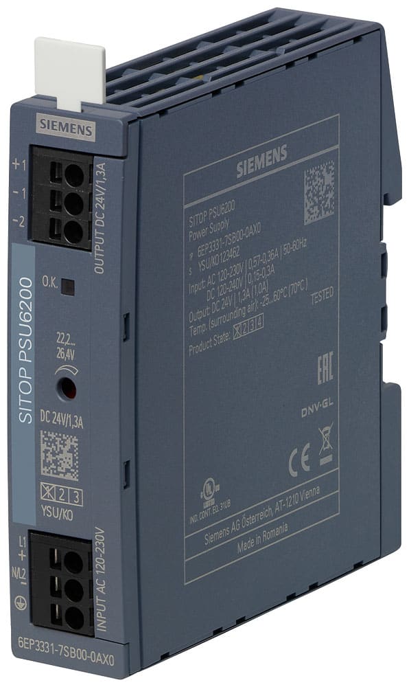 SIEMENS - SIE6EP33317SB000AX0 Alimentatore SITOP PSU6200, monofase DC 24 V/1,3 A