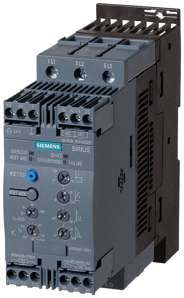 SIEMENS - SIE3RW40381TB05 Softstarter S2, 72 A, 45 kW/500 V, 40 gradi, AC 400 ... 600 V, AC/DC 24 V