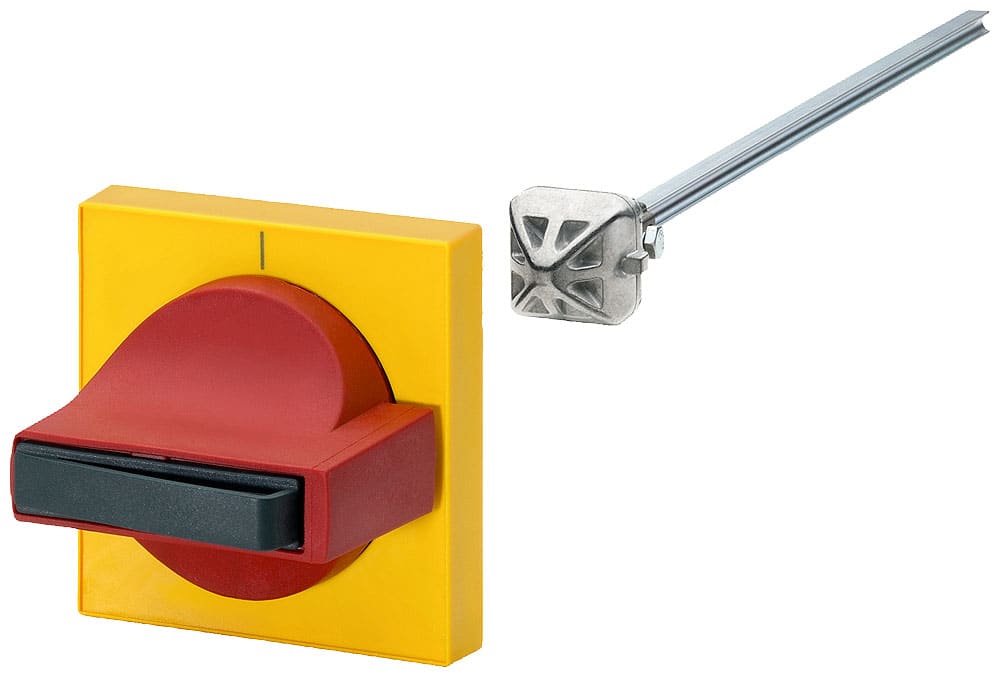 SIEMENS - SIE8UC71728BD22 Comando porta 8UC7, operatore colore rosso, mostrina frontale colore giallo per interruttori automatici 3VL1, 3VL2