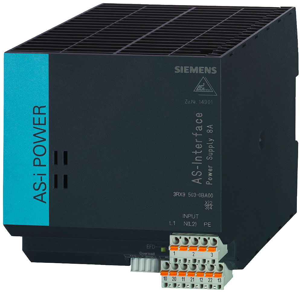 SIEMENS - SIE3RX95030BA00 AS-I Power 8 A AC 120 V/230 ... 500 V IP20, alimentatore da rete AS-i, ingresso: AC 120 V/230 V ... 500 V