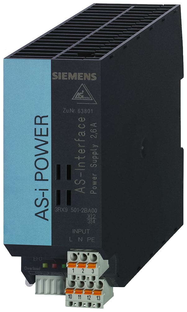 SIEMENS - SIE3RX95012BA00 AS-I Power 2,6A, max. 100 W, AC 120 V/230 V IP20, alimentatore da rete AS-i, ingresso: AC 120 V/230 V