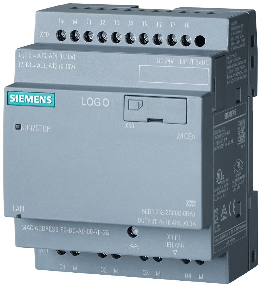 SIEMENS SIE6ED10522CC080BA2 LOGO! 24CEO, 8DI(4AI)/4DO, 400 BLOCKS