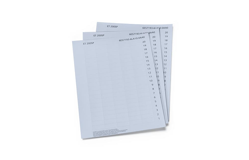 SIEMENS - SIE6ES71936LA100AA0 SIMATIC ET 200SP Etichette di siglatura, carta grigio chiaro 10 fogli DIN A4 con 1 000 etichette di siglatura