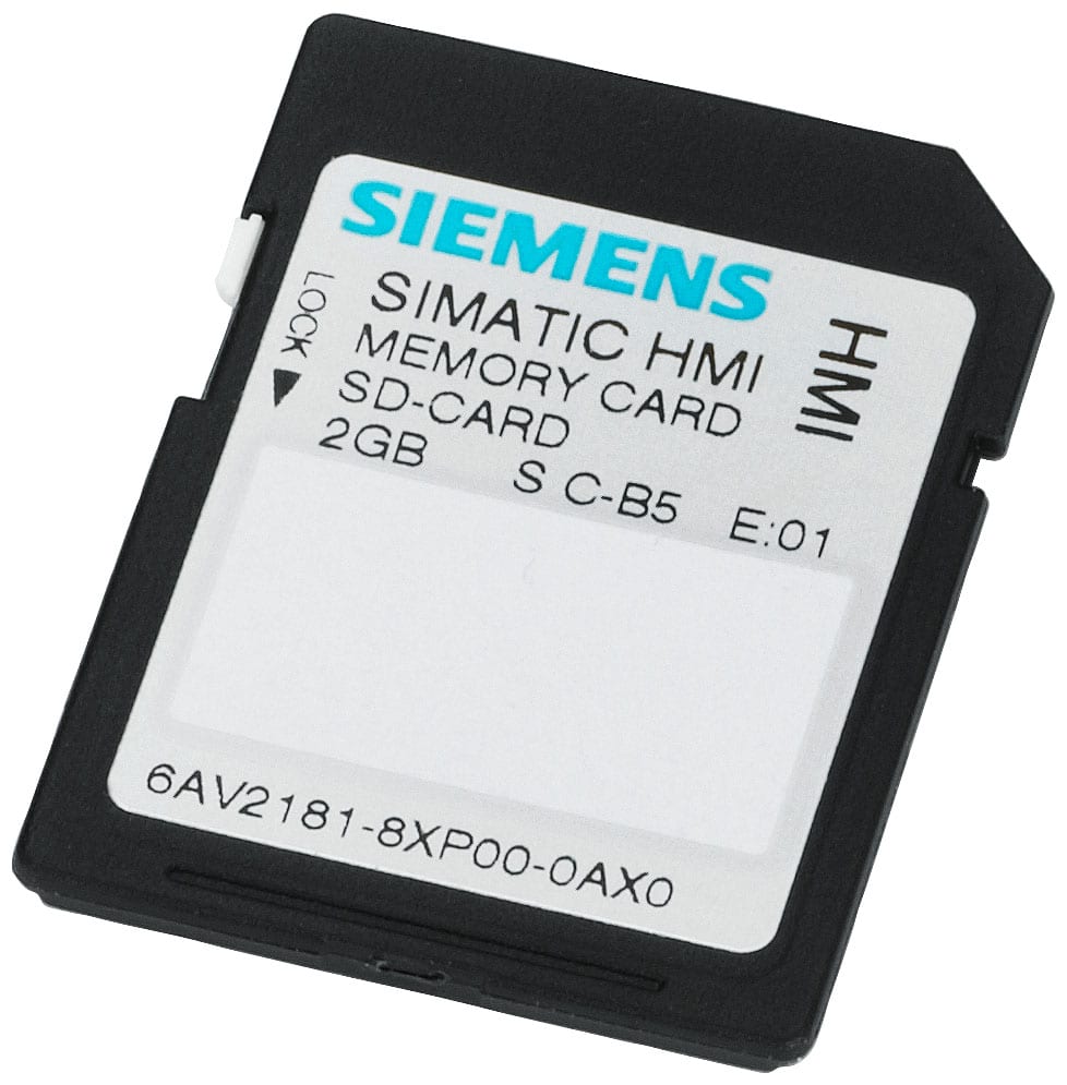 SIEMENS - SIE6AV21818XP000AX0 SIMATIC HMI Scheda di memoria SD 2 GB, indoor TIA Portal V11 o superiore