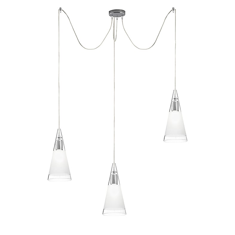 ROSSINI RSSREN003 SOSPENSIONE 3 ELEMENTI CROMO/VETRO BIANC