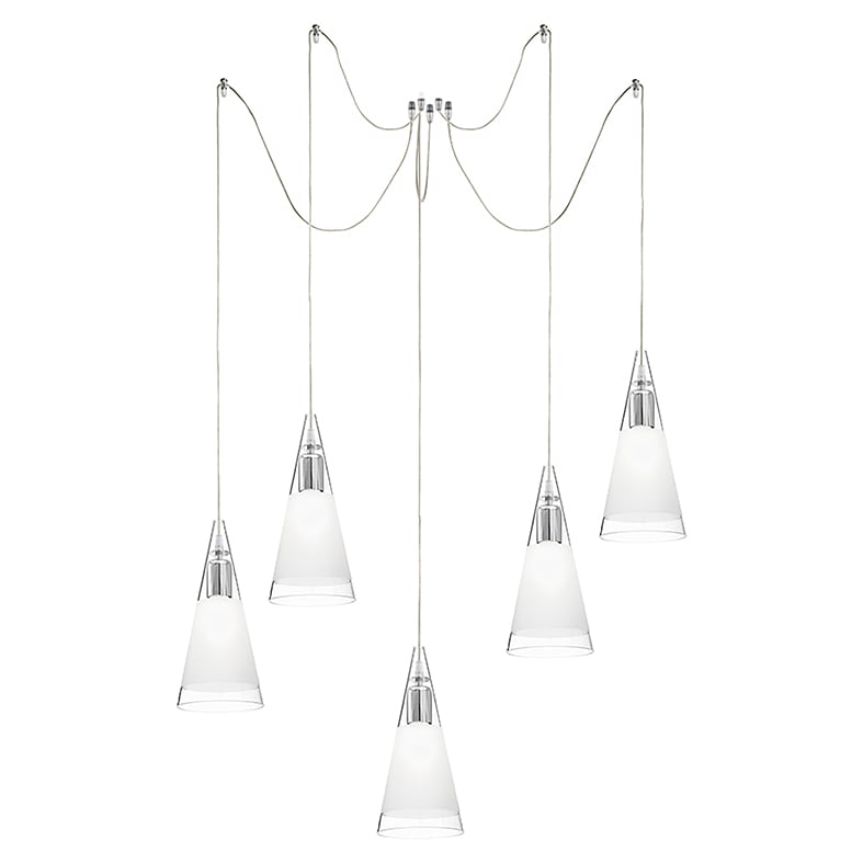 ROSSINI RSSREN004 SOSPENSIONE 5 ELEMENTI CROMO/VETRO BIANC