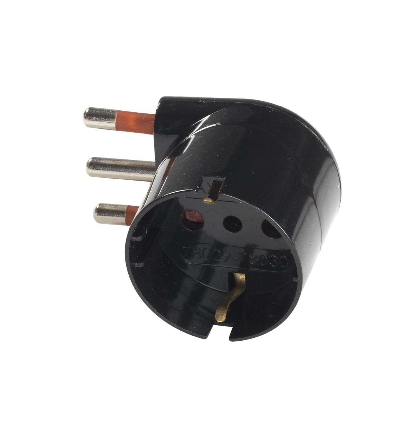 ROSI MATERIALE ELETT RCORS78030 ADATTATORE SCHUKO 90? 16A 2P+T NERO