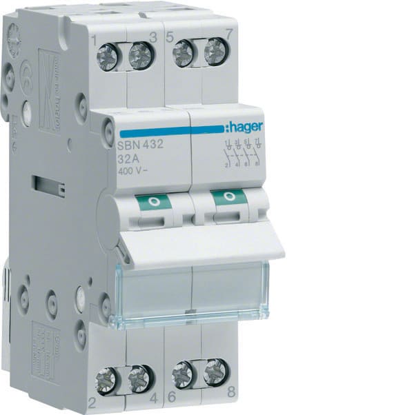 HAGER HAGSBN432 INTERRUTTORE NON AUT 4 POLI 32A 2 MOD