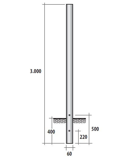 SEM - SEM3300/V PALO CILINDRICO D 60X3000 MM ZN+VE