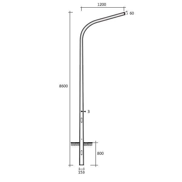 SEM - SEMABRUZZO PALO CONICO CURVATO H.TOT. 860 CM.