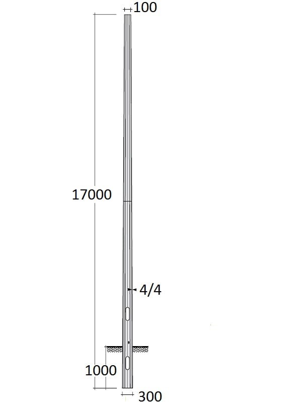 SEM - SEMPP17 PALO CONICO POLIGONALE H. TOT. 1700 CM.