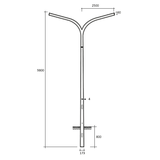 SEM - SEMSTROMBOLI168 PALO CONICO CURVATO HSP H.TOT. 980 CM.