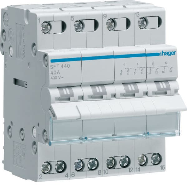 HAGER HAGSFT440 COMMUT 1-0-2 4 POLI 40A 4 MOD COM ALTO