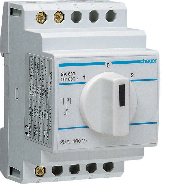HAGER HAGSK600 Umschalter mit Nullstellung 20A 400V