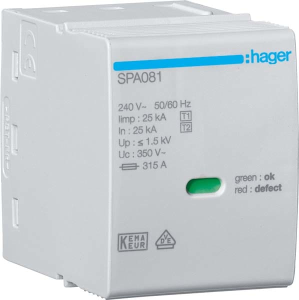 HAGER HAGSPA081 CARTUCCIA L-N/PEN 350V 25KA