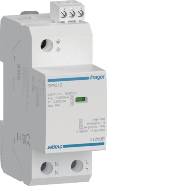 HAGER HAGSPA212 SPD T1+T2 2P TN-S/TT 12.5KA