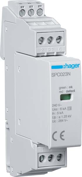 HAGER HAGSPC203N SPD T3 1P+N 5KA CON CONTATTO AUX