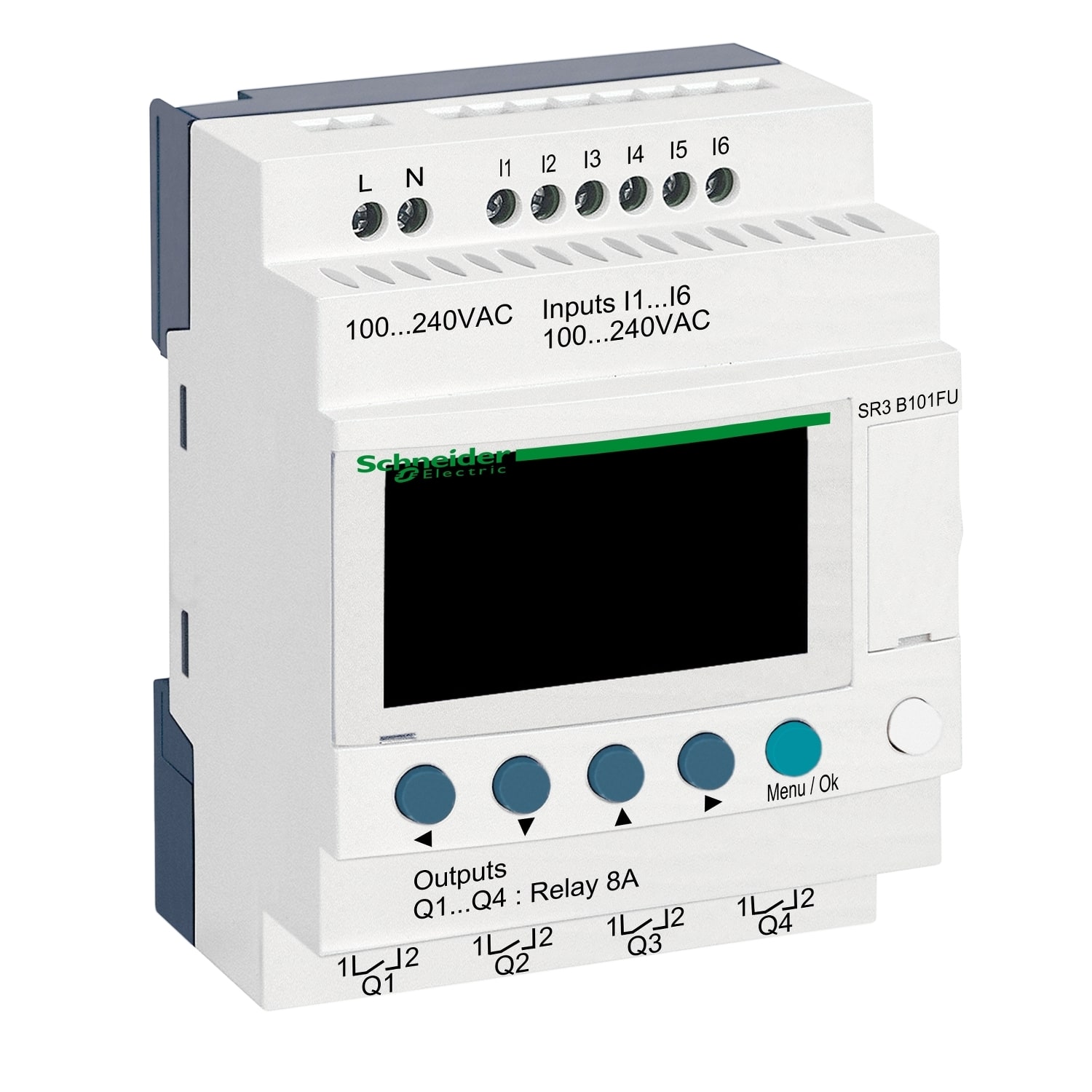 SCHNEIDER ELECTRIC - SNRSR3B101FU Smart relay mod. Zelio Logic - 10 I/O - 100..240 V CA - Orologio - Display