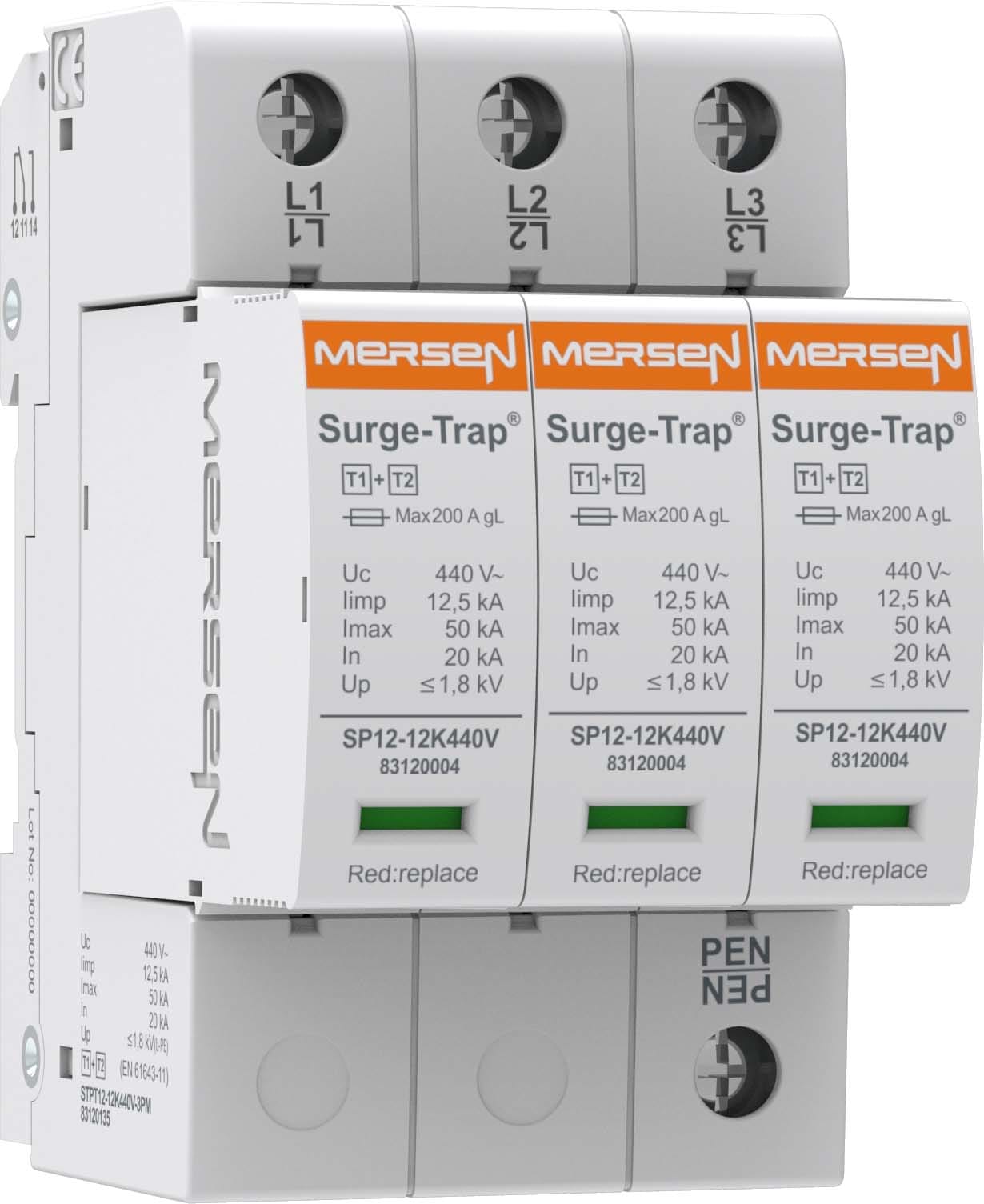 MERSEN ITALIA SPA XES83120134 SPD T1+2,12.5KA,UC440V,3+0 IT