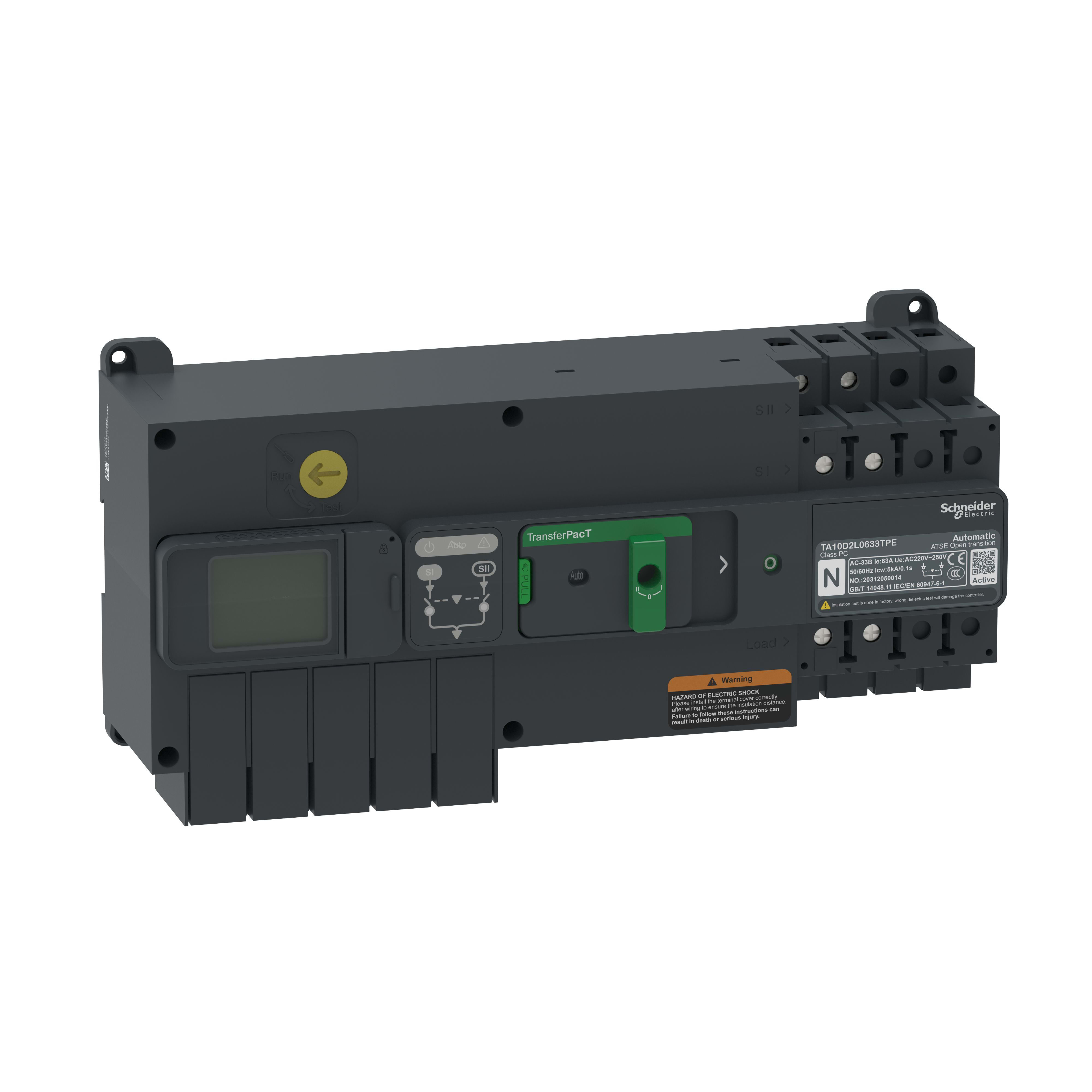 SCHNEIDER ELECTRIC SNRTA10D2L0803TPE TRANSFERPACT ACTIVE AUTOMATIC80A 230V 2P