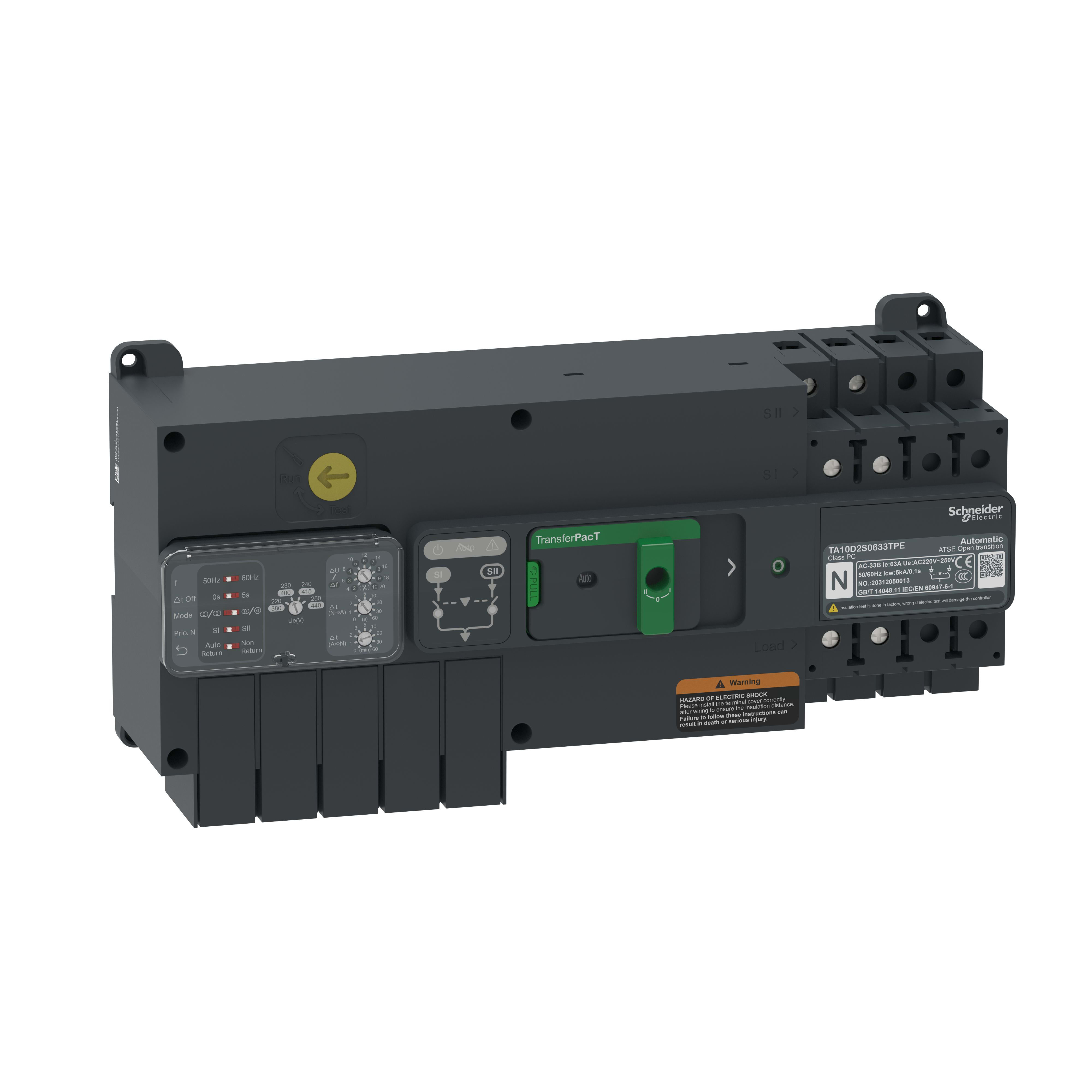 SCHNEIDER ELECTRIC - SNRTA10D2S0633TPE TRANSFERPACT AUTOMATIC 63A 230V 2P