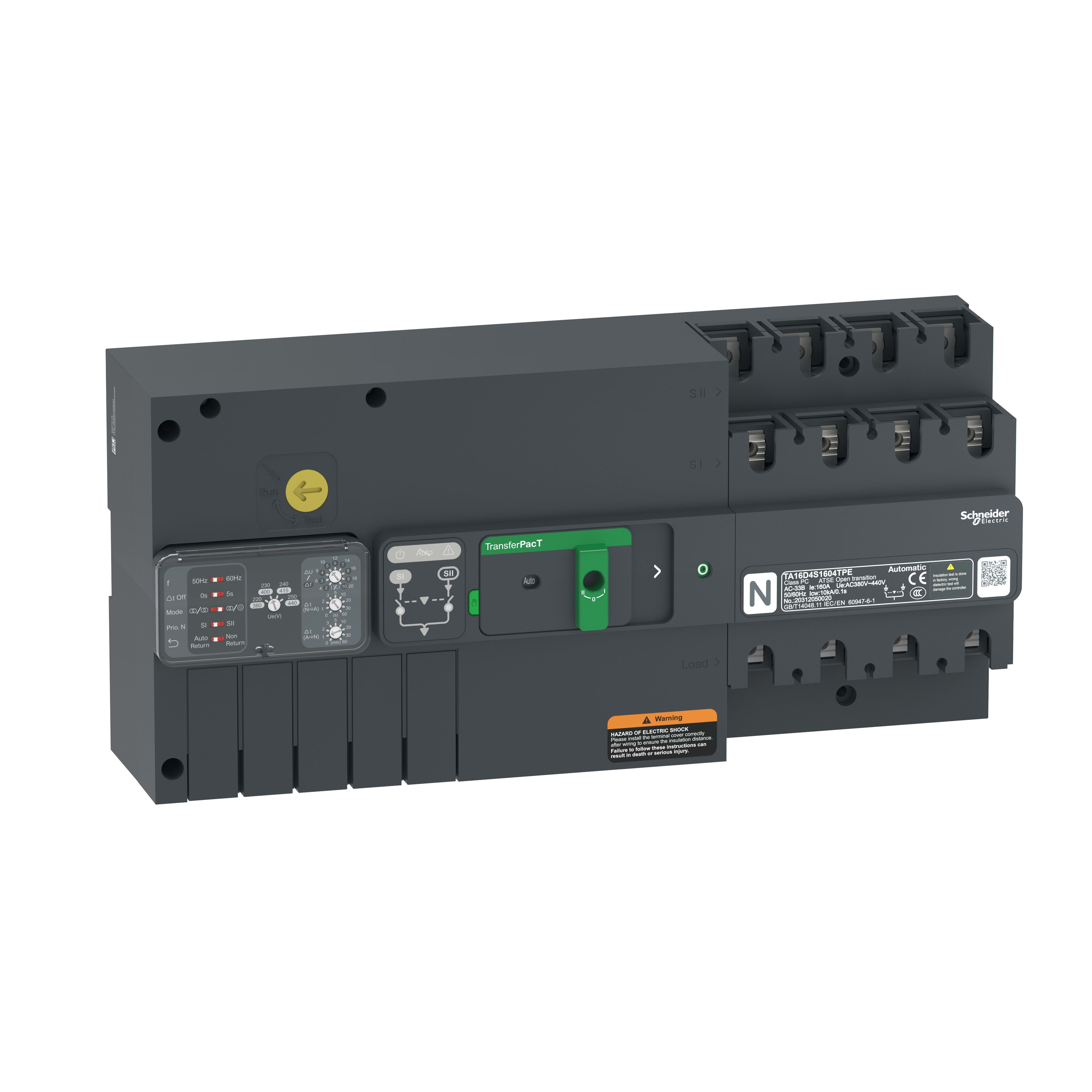 SCHNEIDER ELECTRIC SNRTA16D4S1604TPE TRANSFERPACT AUTOMATIC 160A 400V 4P